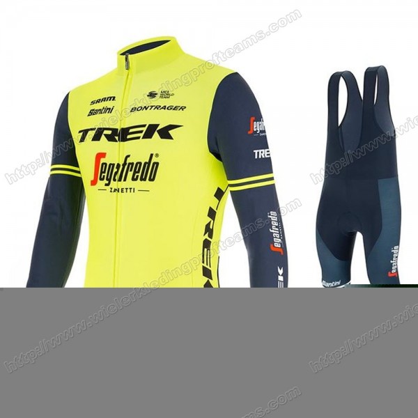 Trek Segafredo 2021 Fietskleding Set Wielershirts Lange Mouw+Lange Wielrenbroek Bib Jaune QFHVC