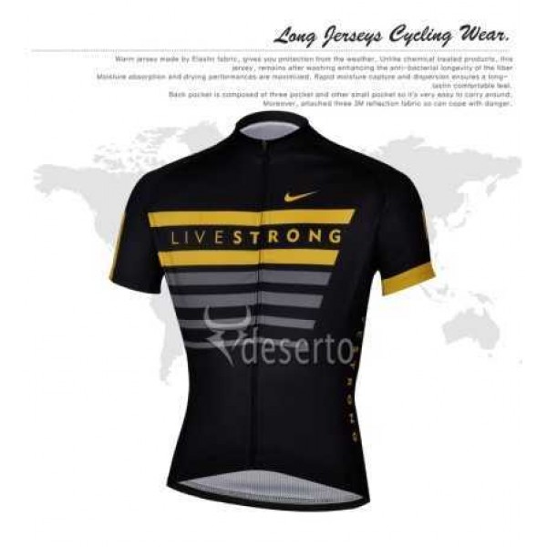 2013 Livestrong Outlet Wielershirt Met Korte Mouwen Zwart Geel